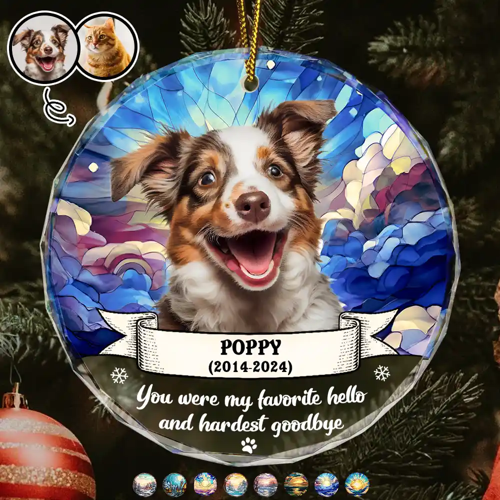 Photo personnalisée « Tu étais mon préféré », « Bonjour » et « Au revoir » le plus dur – Ornement en verre rond personnalisé 