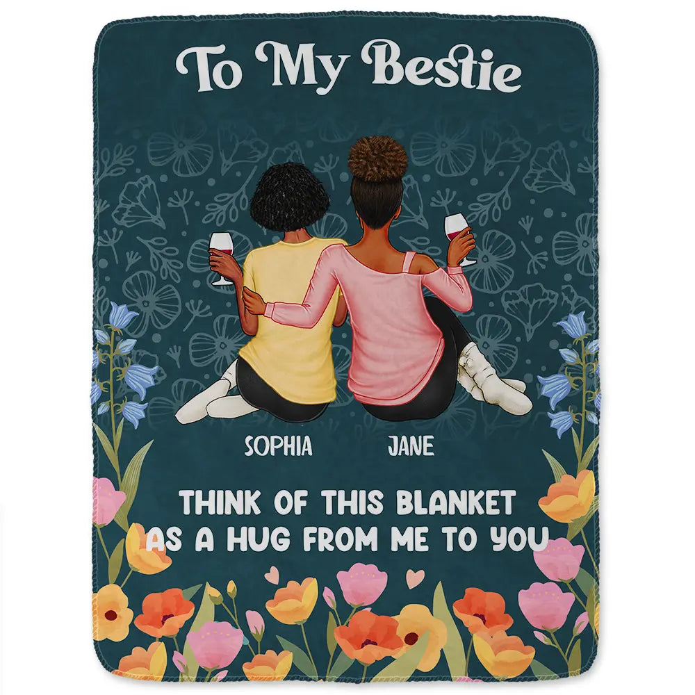Bestie Sister A Hug From Me To You - Personalized Fleece Blanket, Sherpa Blanket