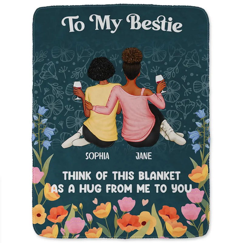 Bestie Sister A Hug From Me To You - Personalized Fleece Blanket, Sherpa Blanket