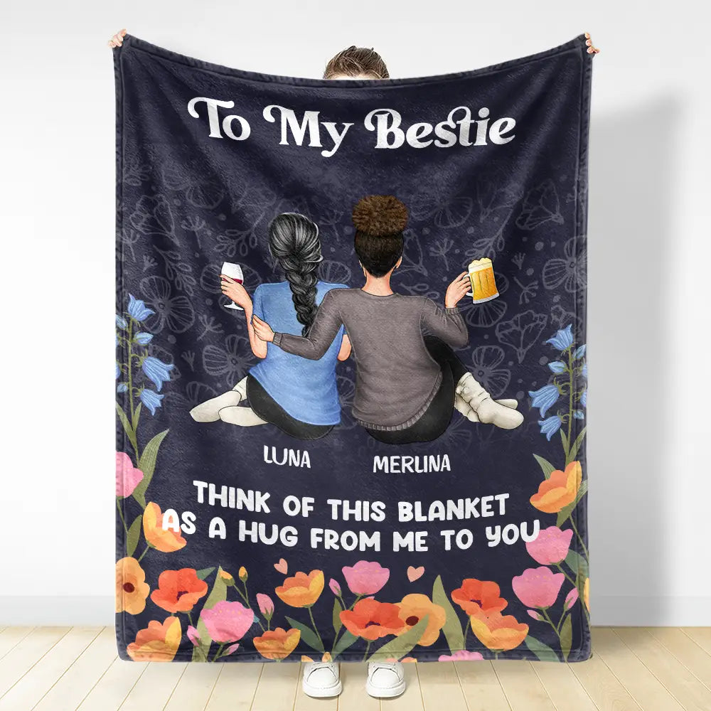 Bestie Sister A Hug From Me To You - Personalized Fleece Blanket, Sherpa Blanket