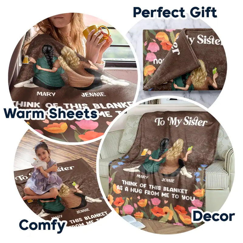 Bestie Sister A Hug From Me To You - Personalized Fleece Blanket, Sherpa Blanket