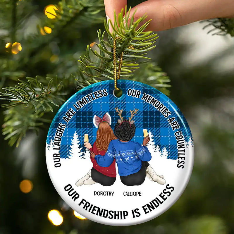 Our Friendship Is Endless - Personalized Circle Ceramic Ornament