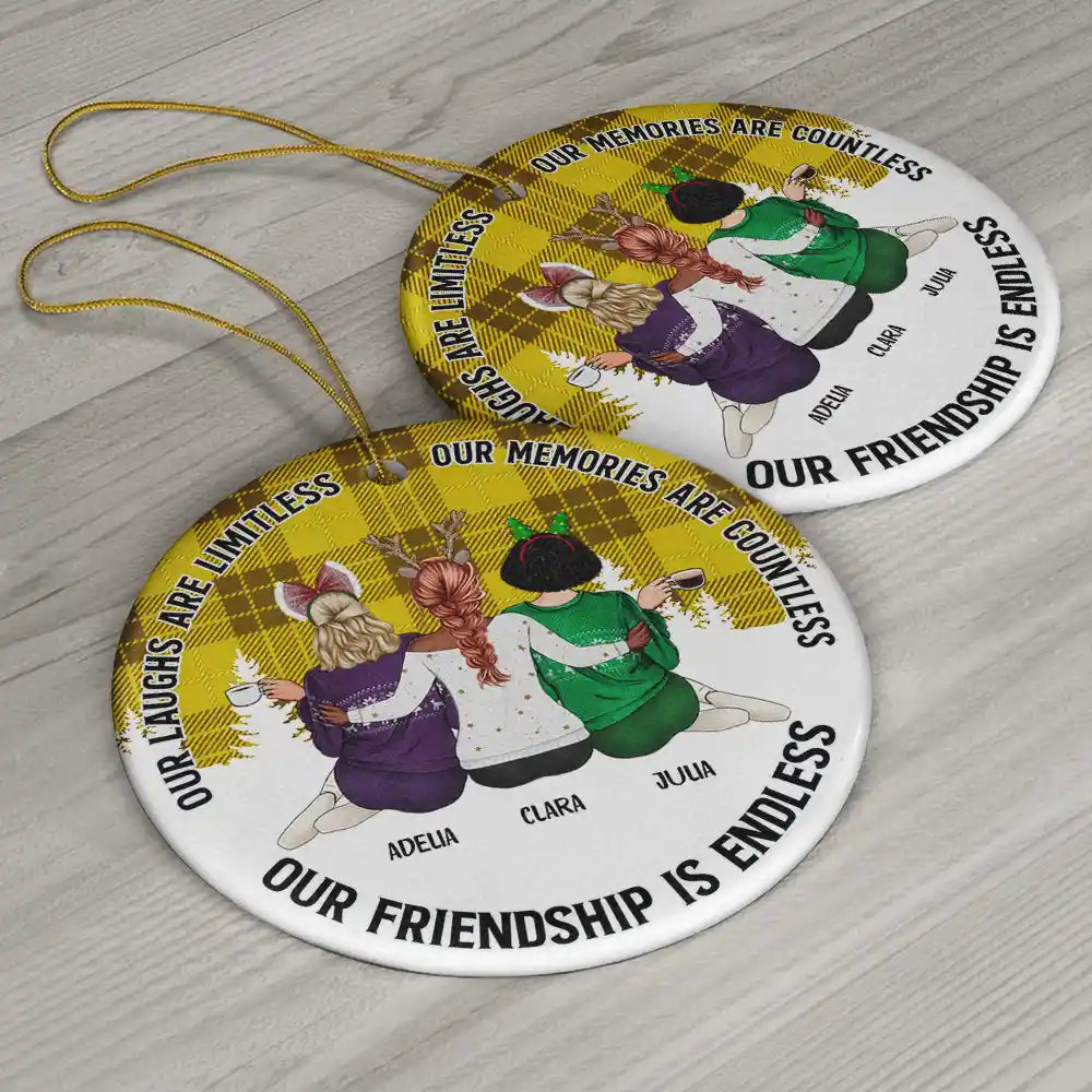 Our Friendship Is Endless - Personalized Circle Ceramic Ornament