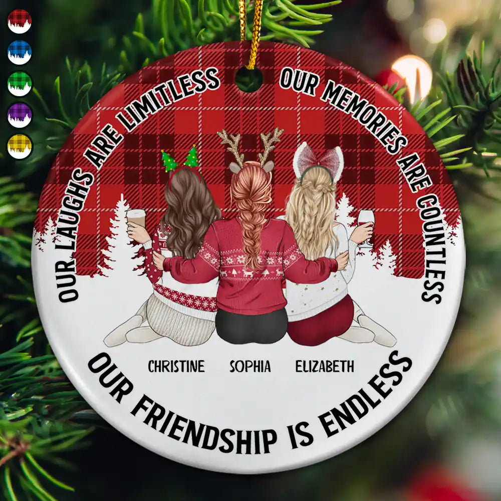 Our Friendship Is Endless - Personalized Circle Ceramic Ornament