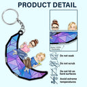 Cartoon Besties Friends Sitting On The Moon - Personalized Cutout Acrylic Keychain