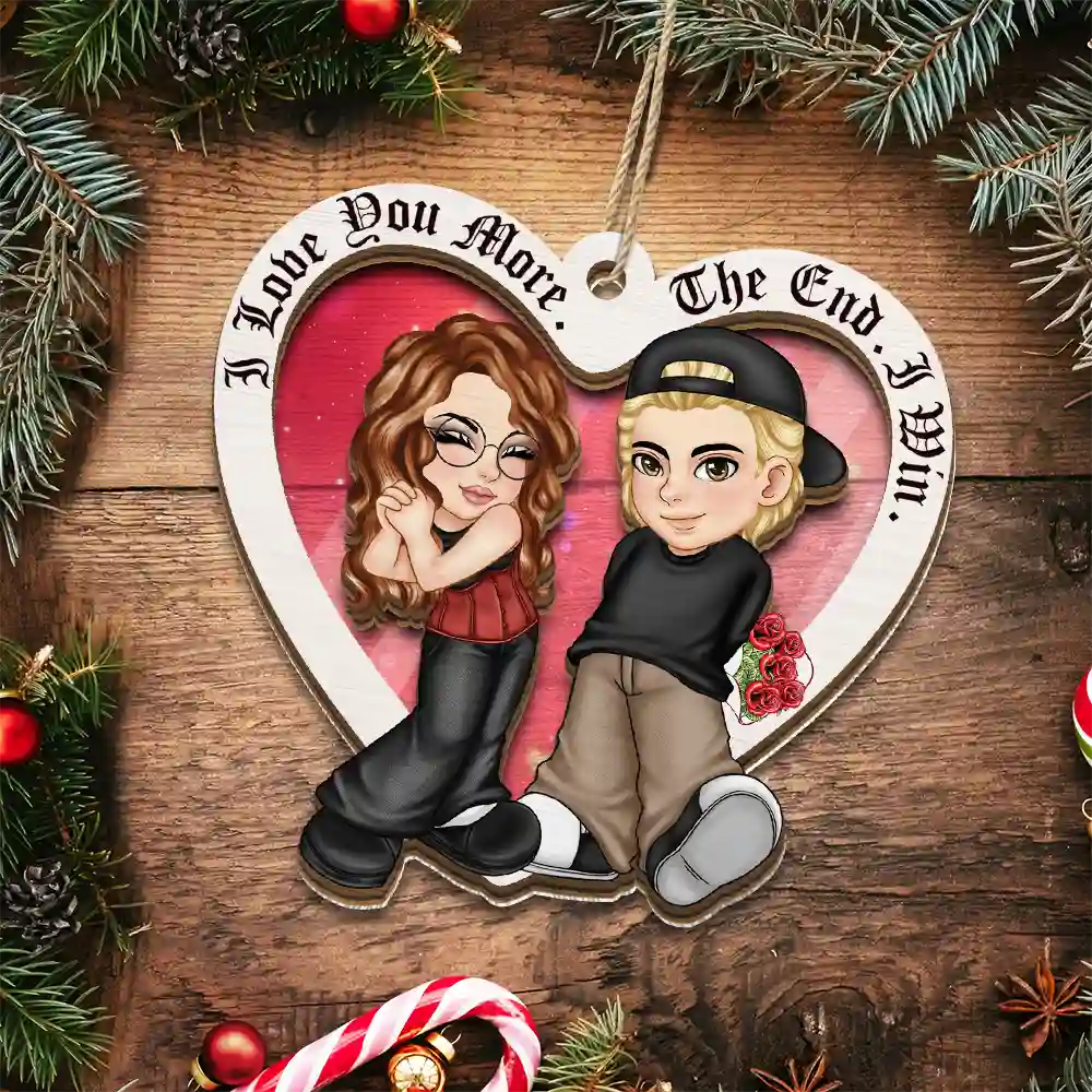 I Love You More - Personalized Suncatcher Ornament