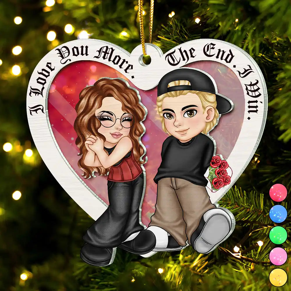 I Love You More - Personalized Suncatcher Ornament