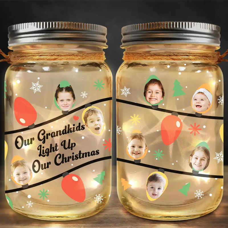 Photo personnalisée pour illuminer mon Noël - Lampe de pot Mason personnalisée 