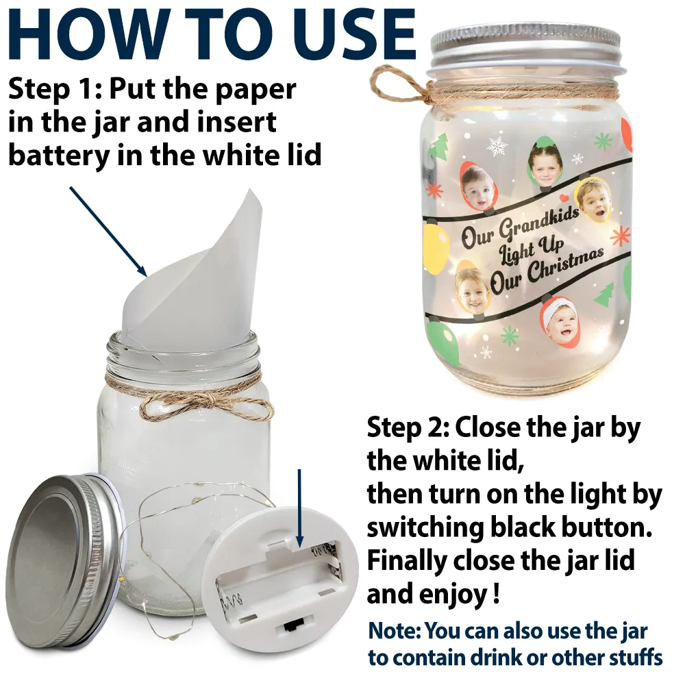 Photo personnalisée pour illuminer mon Noël - Lampe de pot Mason personnalisée 