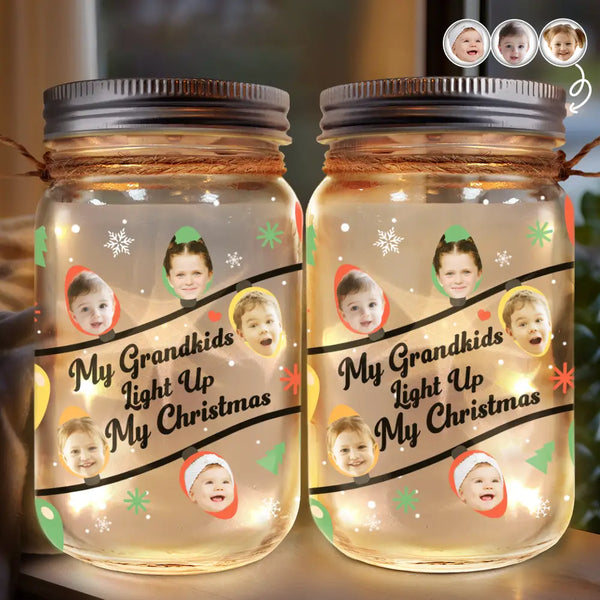 Custom Photo Light Up My Christmas - Personalized Mason Jar Light