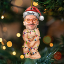 Gift For Husband, Gift For Boyfriend, Gift For Men - Custom Photo Funny Man Covering Himself - Personalized Cutout Acrylic Ornament