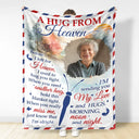 Memorial - Custom Photo A Hug From Heaven - Personalized Fleece Blanket, Sherpa Blanket