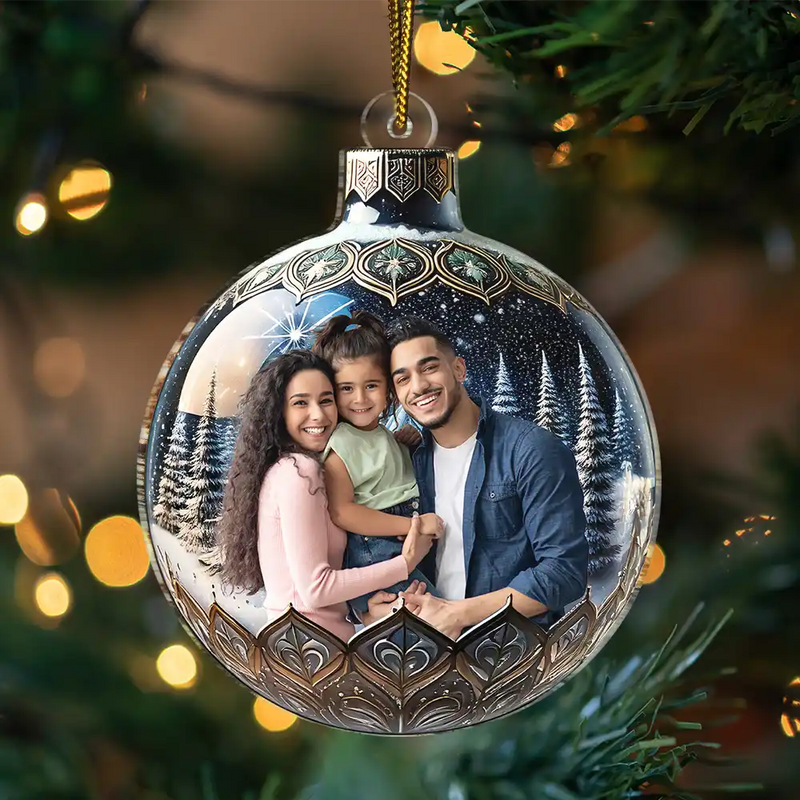 Family - Custom Photo Family Christmas Bauble - Personalized Custom Shaped Acrylic Ornament