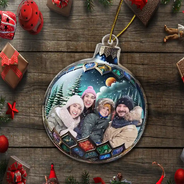 Family - Custom Photo Family Christmas Bauble - Personalized Custom Shaped Acrylic Ornament