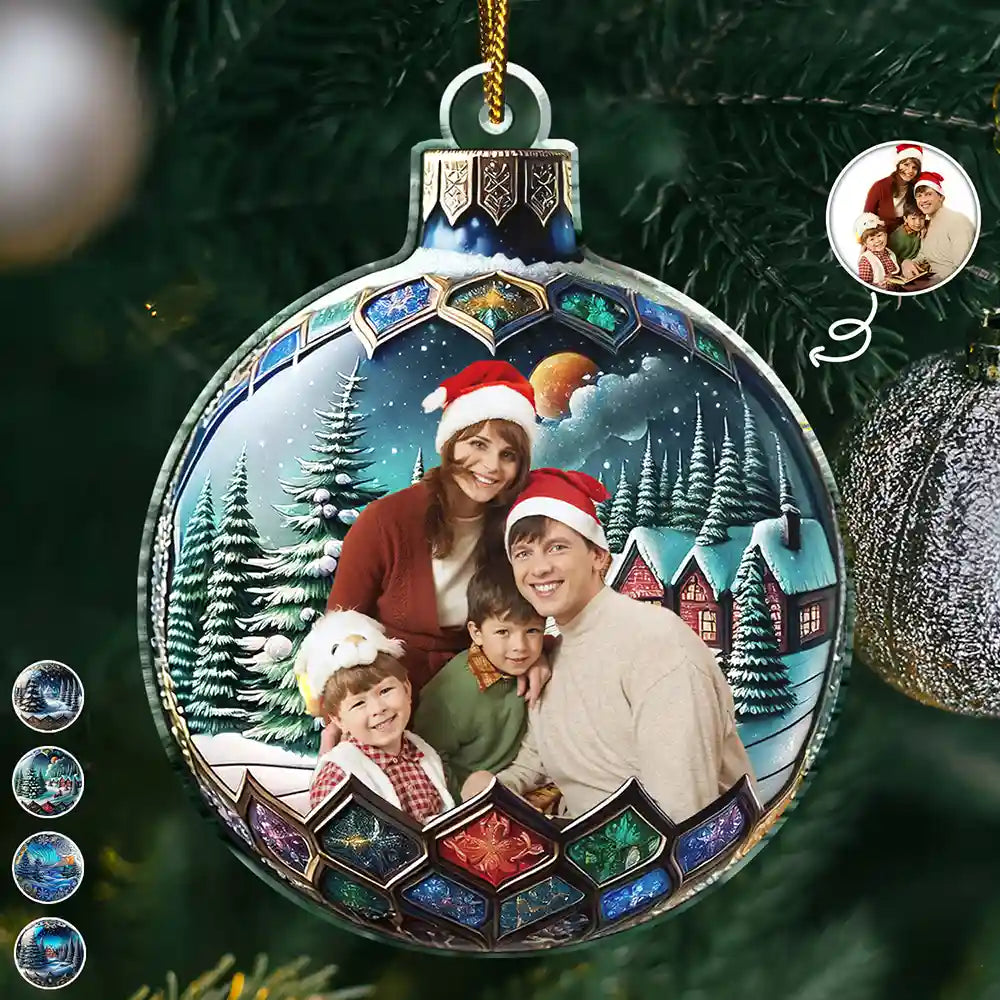 Family - Custom Photo Family Christmas Bauble - Personalized Custom Shaped Acrylic Ornament
