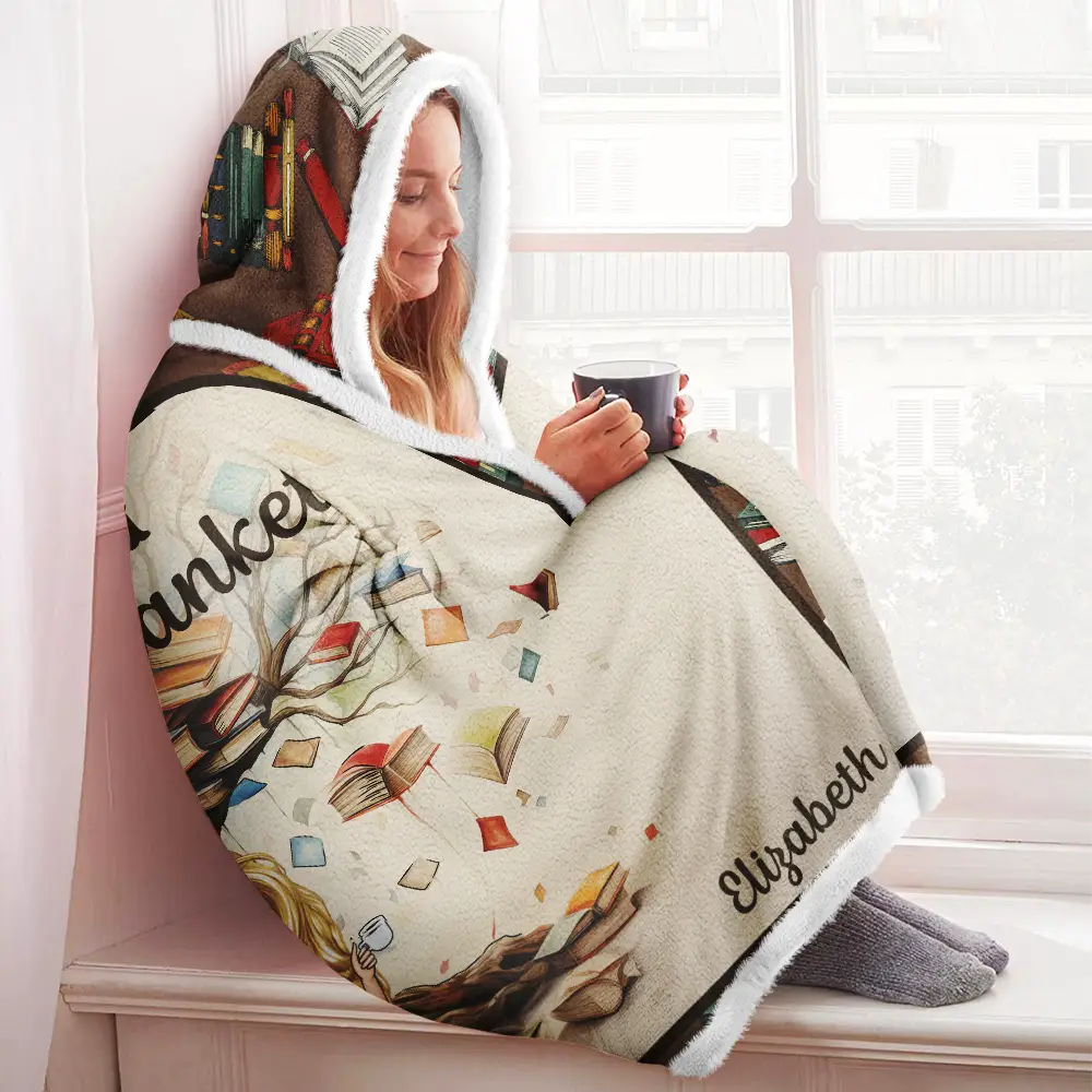 Reading, Gift For Yourself - My Reading Blanket - Personalized Wearable Hooded Blanket