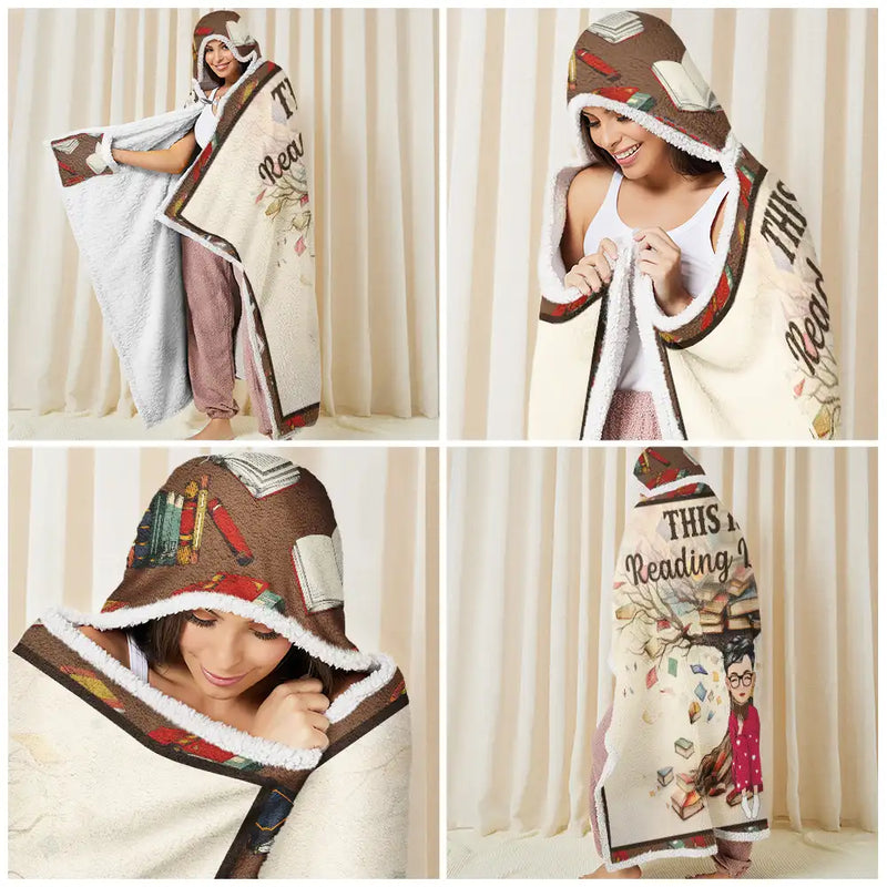 Reading, Gift For Yourself - My Reading Blanket - Personalized Wearable Hooded Blanket