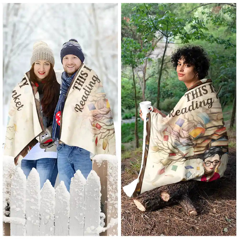 Reading,Gift For Yourself,Happy - This Is My Reading Blanket - Personalized Wearable Blanket