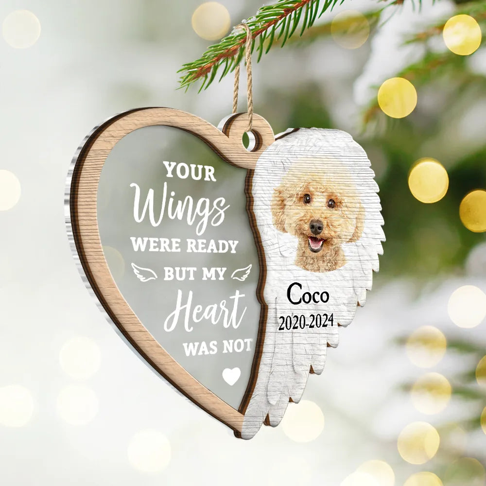 Memorial, Pet Lovers - Custom Photo You Left Paw Prints In My Heart - Personalized 2-Layered Mix Ornament