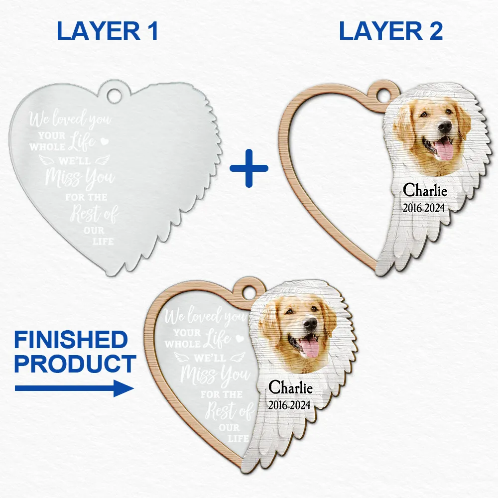 Memorial, Pet Lovers - Custom Photo You Left Paw Prints In My Heart - Personalized 2-Layered Mix Ornament