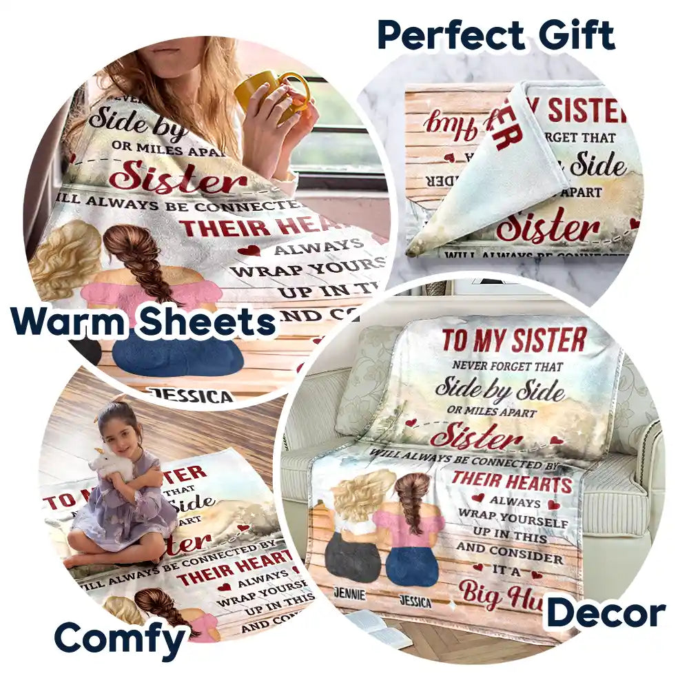 Gift For Sisters - Sister Wrap Yourself Up In This And Consider It A Big Hug - Personalized Fleece Blanket, Sherpa Blanket