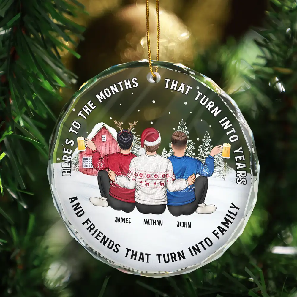 Gift For Bestie - Friends That Turn Into Family - Personalized Circle Glass Ornament
