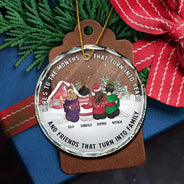 Gift For Bestie - Friends That Turn Into Family - Personalized Circle Glass Ornament