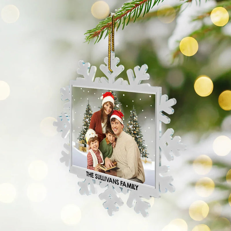Family - Custom Photo Family Snowflakes - Personalized Custom Shaped Acrylic Ornament