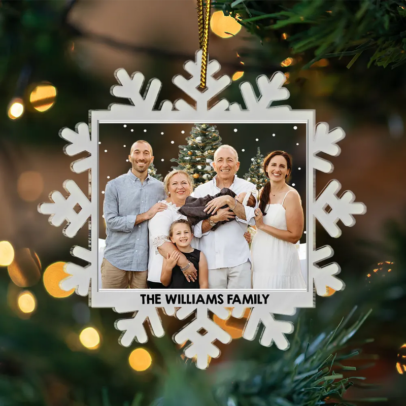 Family - Custom Photo Family Snowflakes - Personalized Custom Shaped Acrylic Ornament