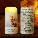 Christmas,Memorial,Custom Photo,Sad - Custom Photo In Loving Memory Of A Life So Beautifully Lived - Personalized Flameless LED Candle