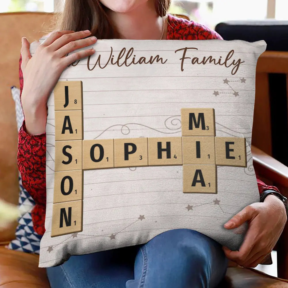 Family - Family Love Crossword Scrabble - Personalized Pillow