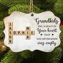 Gift For Grandma, Gift For Grandpa
 - Grandkids Fill A Space In Your Heart Crossword Scrabble - Personalized Medallion Wooden Ornament