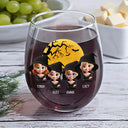 Halloween,Gift For Bestie,Happy - Halloween Besties Sugar & Spice - Personalized Stemless Wine Glass