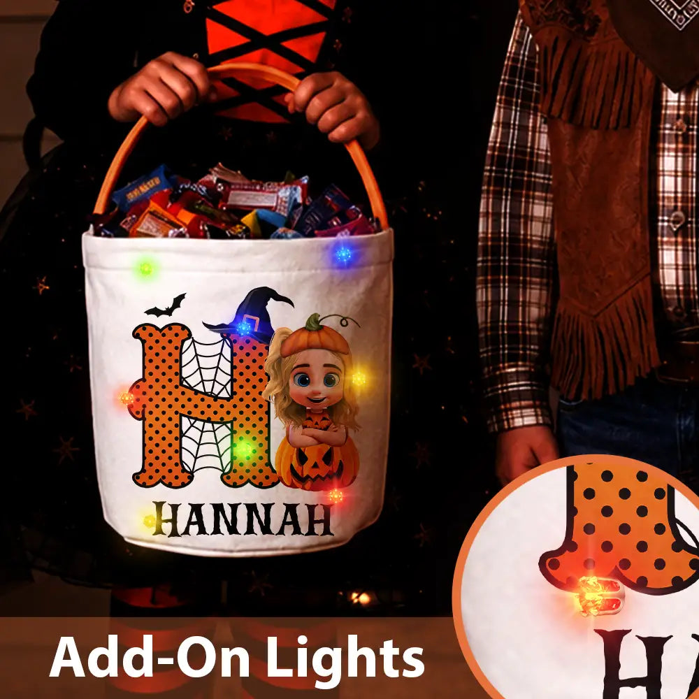 Adorable,Halloween,Gift For Kids,Vector - Halloween Cartoon Kid - Personalized Trick Or Treat Bag