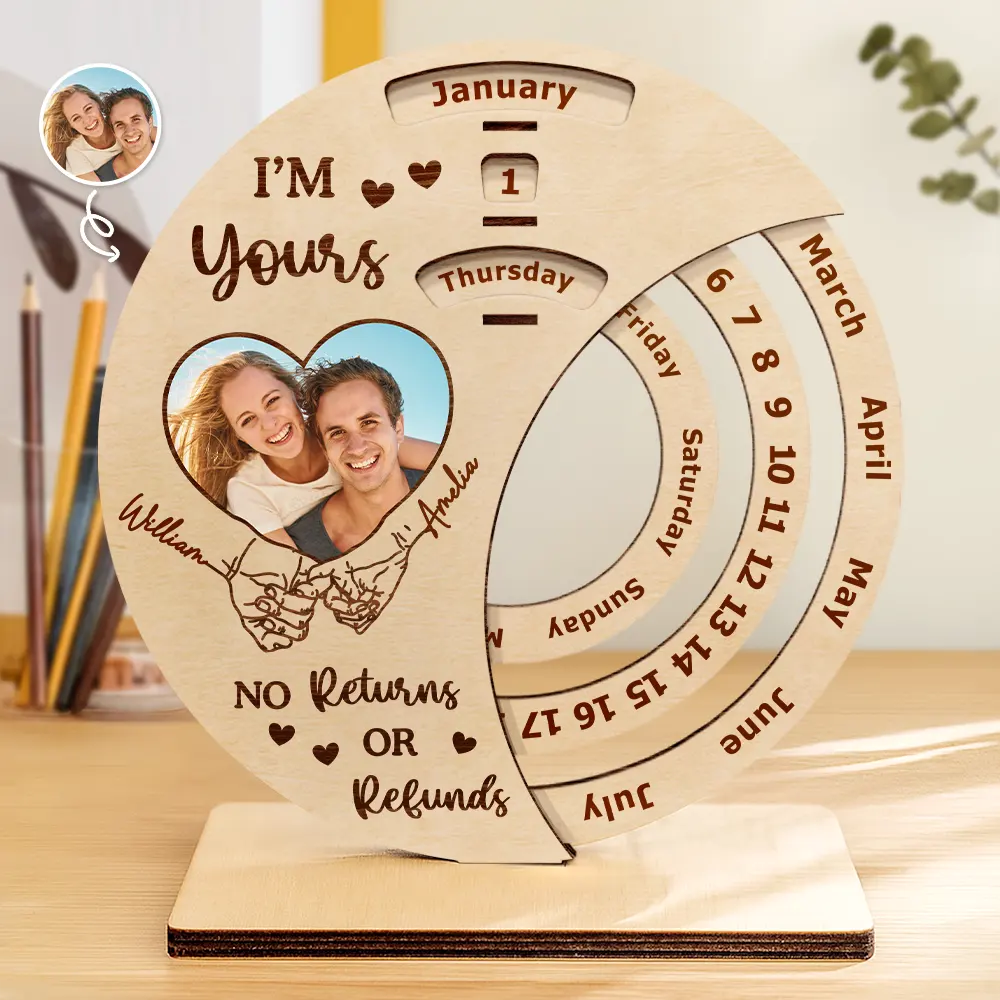 Christmas, Gift For Couples, Happy - Hand In Hand Forever And Always - Personalized Spinning Perpetual Desk Calendar