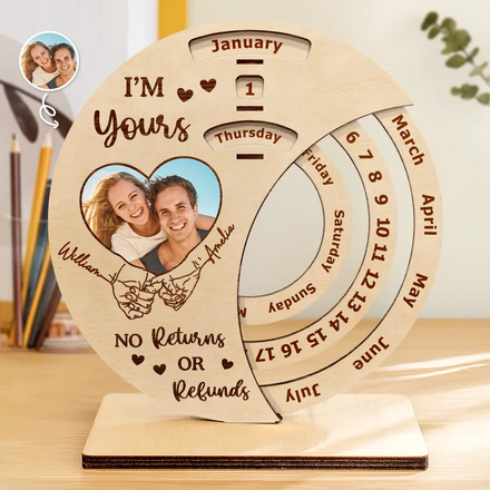 Custom Photo Hand In Hand Forever And Always - Personalized Spinning Perpetual Desk Calendar
