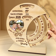 Christmas, Gift For Couples, Happy - Hand In Hand Forever And Always - Personalized Spinning Perpetual Desk Calendar