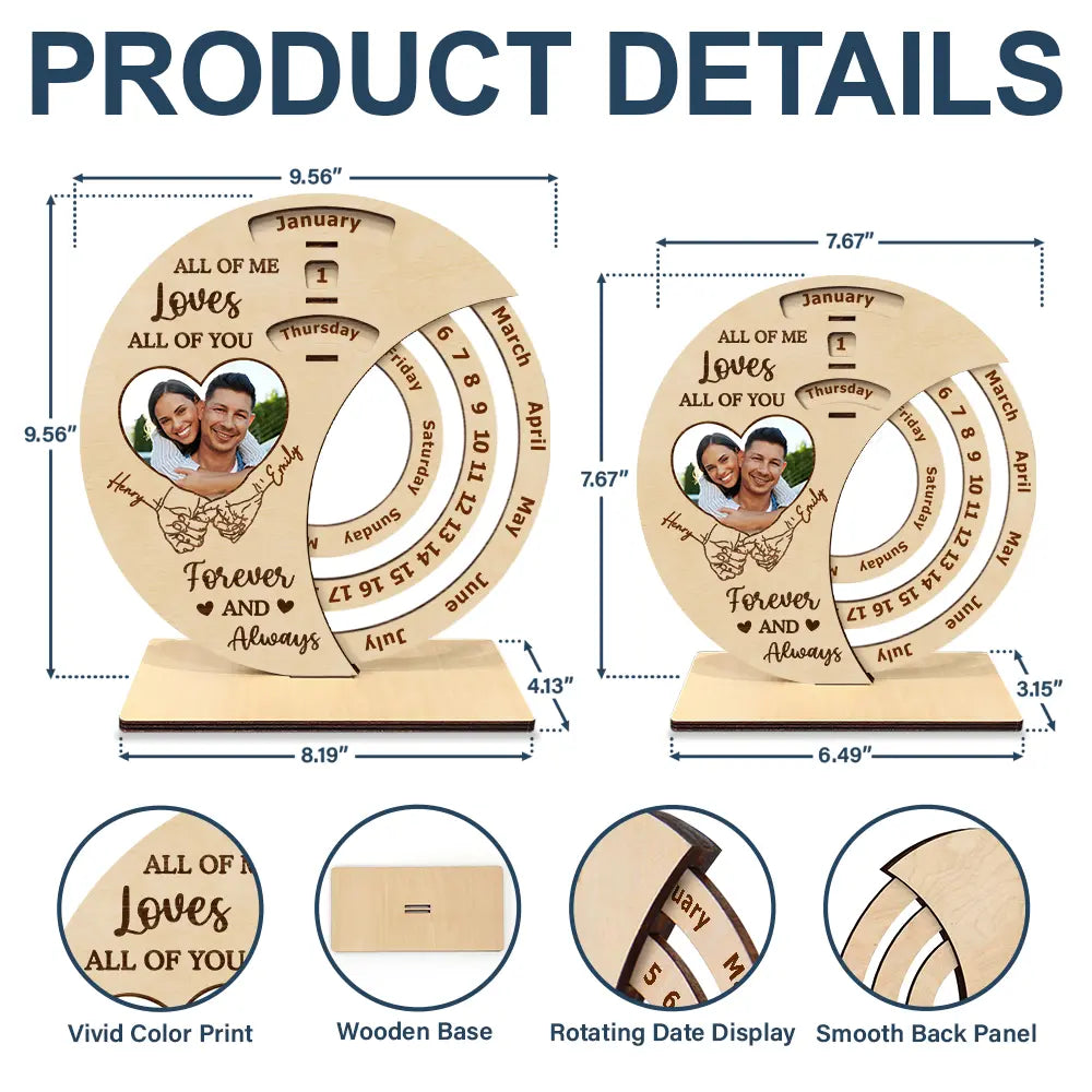Christmas, Gift For Couples, Happy - Hand In Hand Forever And Always - Personalized Spinning Perpetual Desk Calendar