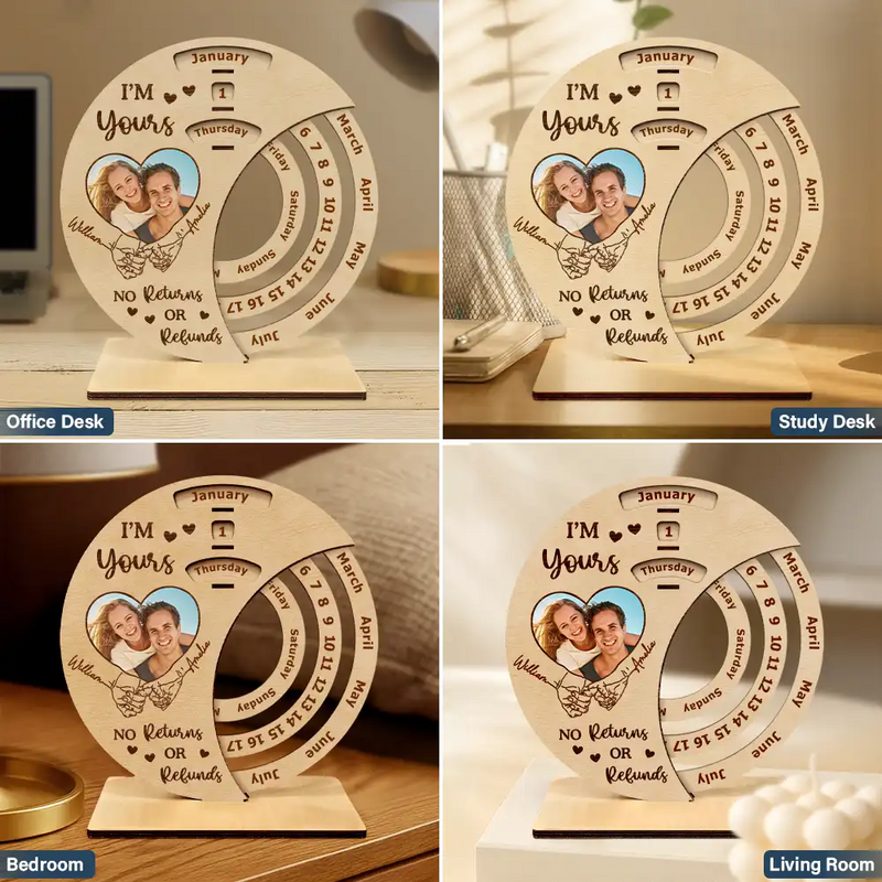 Christmas, Gift For Couples, Happy - Hand In Hand Forever And Always - Personalized Spinning Perpetual Desk Calendar