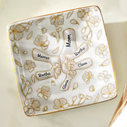 Gift For Wife, Gift For Mother, Gift For Grandma, Love - Hand In Hand Mom Grandma Nacre Effect - Personalized Ring Dish