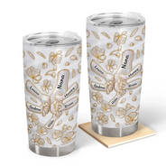Gift For Wife, Gift For Mother, Gift For Grandma, Love - Hand In Hand Mom Grandma Nacre Effect - Personalized Tumbler