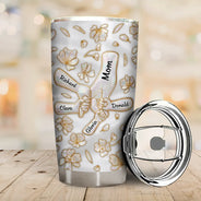 Gift For Wife, Gift For Mother, Gift For Grandma, Love - Hand In Hand Mom Grandma Nacre Effect - Personalized Tumbler