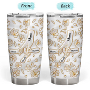 Gift For Wife, Gift For Mother, Gift For Grandma, Love - Hand In Hand Mom Grandma Nacre Effect - Personalized Tumbler