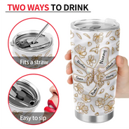Gift For Wife, Gift For Mother, Gift For Grandma, Love - Hand In Hand Mom Grandma Nacre Effect - Personalized Tumbler