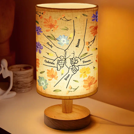 Hand In Hand Will Always Protect You Mom Nana - Personalized Fabric Lamp