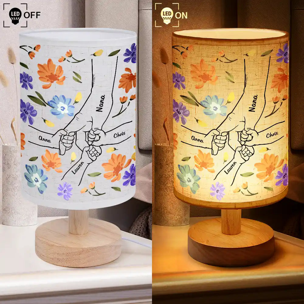 Gift For Grandma,Gift For Mother,Gift For Wife,Happy - Hand In Hand Will Always Protect You Mom Nana - Personalized Fabric Lamp
