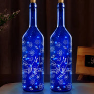 Gift For Grandma, Gift For Mother, Gift For Women, Happy - Hand In Hand, I Will Always Protect You - Personalized Blue Bottle Light
