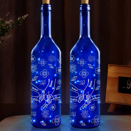 Hand In Hand, I Will Always Protect You - Personalized Blue Bottle Light