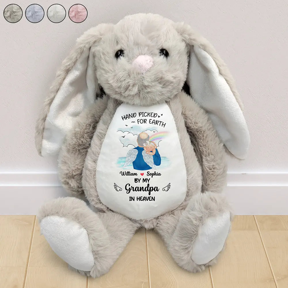 Memorial,Pregnant Mom,New Mom,New Dad,New baby,Parents - Hand Picked For Earth By My Grandpa Grandma - Personalized Soft Toy Bunny