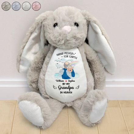 Choisi à la main pour la Terre par mon grand-père et ma grand-mère - Peluche lapin personnalisée